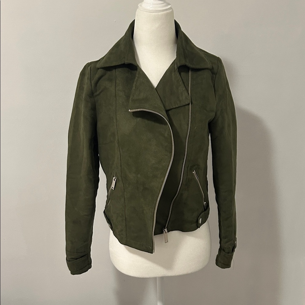 Faux Suede Unlined Olive Green Women's Jacket